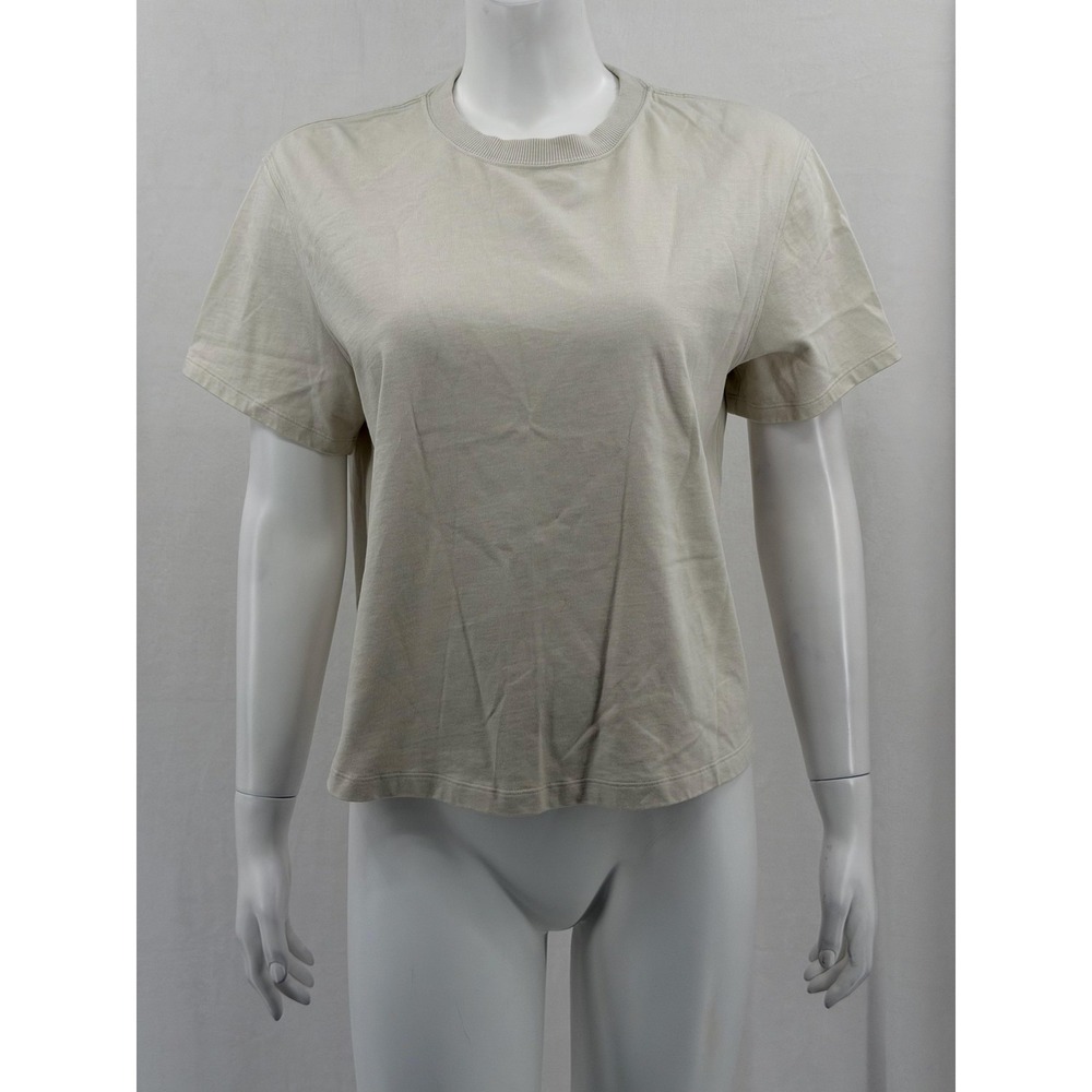 Lululemon Top Womens 6 Beige Crew Neck Short Sleeve Lightweight Casual Basic Gym